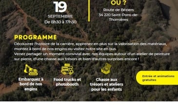 Visite d'une carrière en exploitation et activités pour les enfants