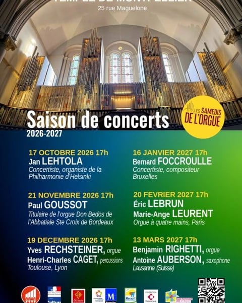 Saison de concerts d'orgue 2026 et 2027
