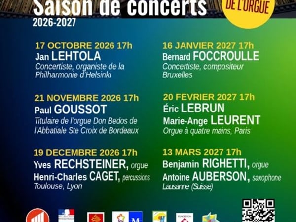 Saison de concerts d'orgue 2026 et 2027